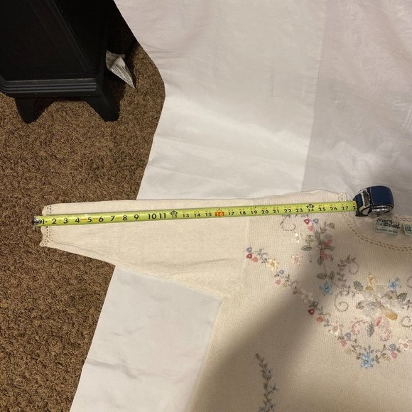 Vintage Collen's Collectables Women's Floral Knit Sweater W/ Shoulder Pads - L - Picture 10 of 12